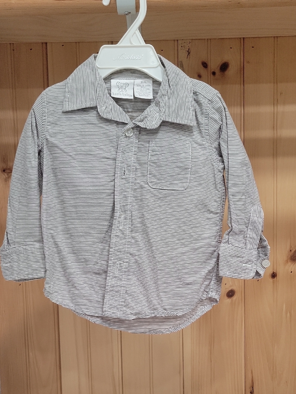 Koala Kids Gray & White Thin-Striped Button-Down Shirt